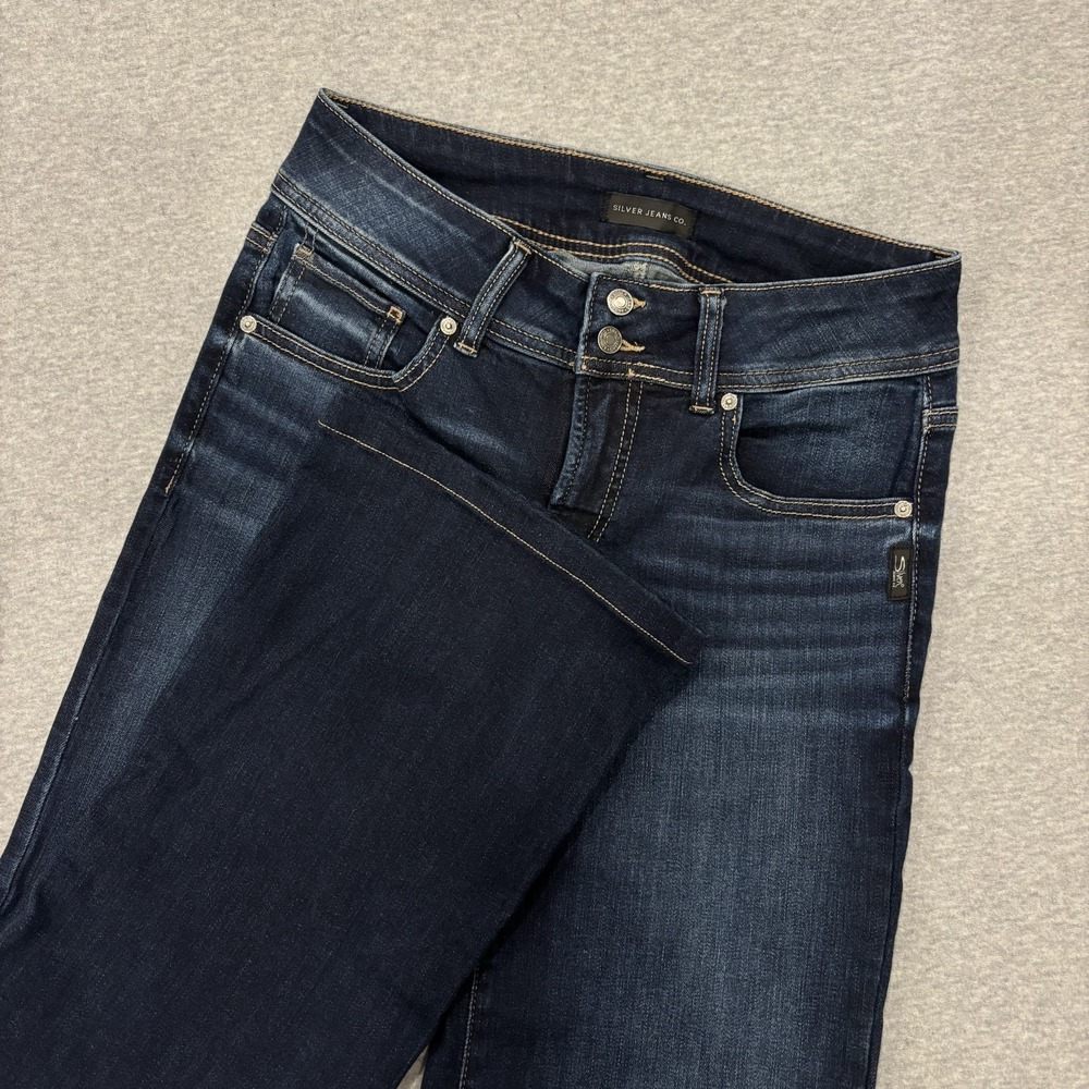 Silver Jeans Suki Trouser Jeans Women's Size 27x33 (Fits 28x29.5) Blue Dark Wash